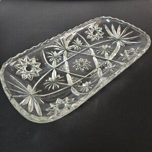 Vintage 60s Anchor Hocking Prescut Star Of David Glass Relish Serving Dish Tray